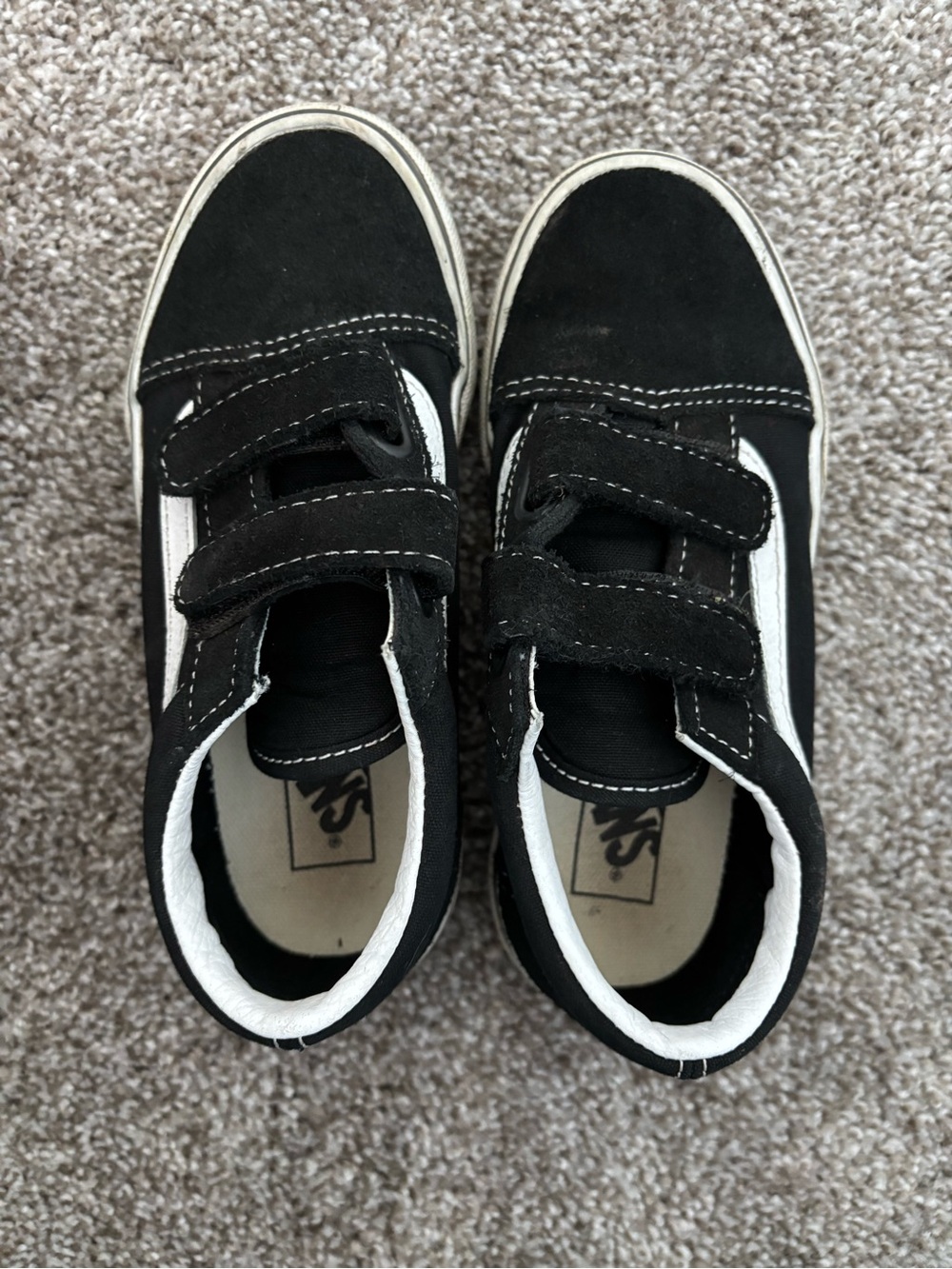Vans Kids Black & White Velcro Skate Shoes